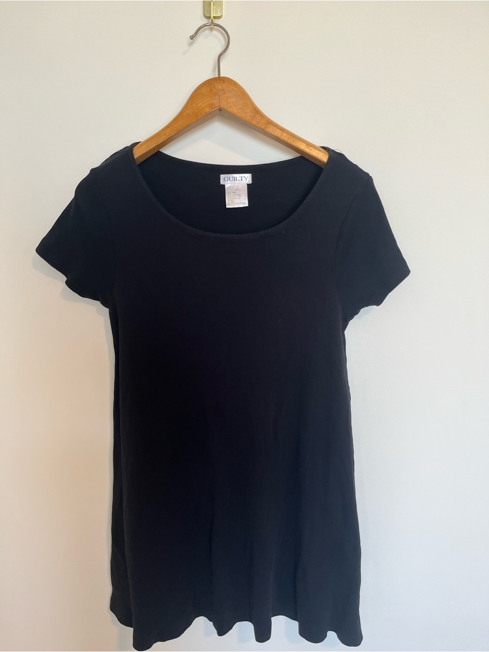Black Scoop Neck Short Sleeve Women's Top dress 100% cotton